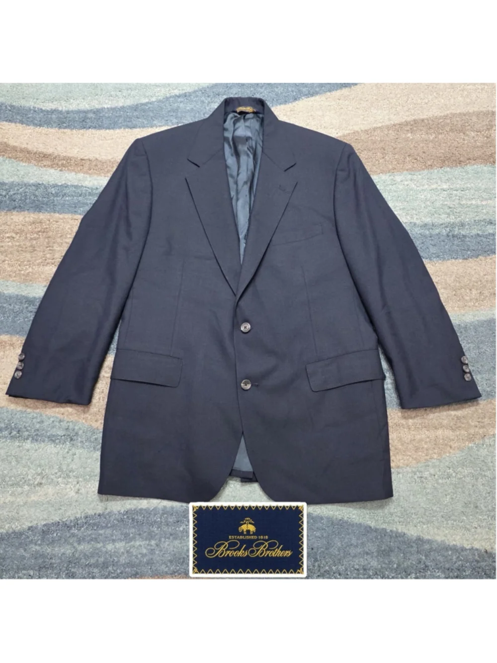 Brooks Brothers Made in USA Vintage 100% Wool Navy Blue Blazer Sport Coat 43R